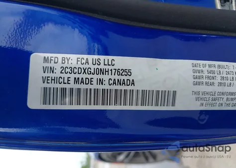 2022 Dodge Charger Scat Pack Widebody из США, поврежденный, VIN 2C3CDXGJ0NH176255